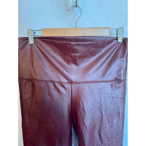 Cherish High-Waisted Maroon Brown Faux Leather Leggings City Wet look Matrix  M - Picture 6 of 7